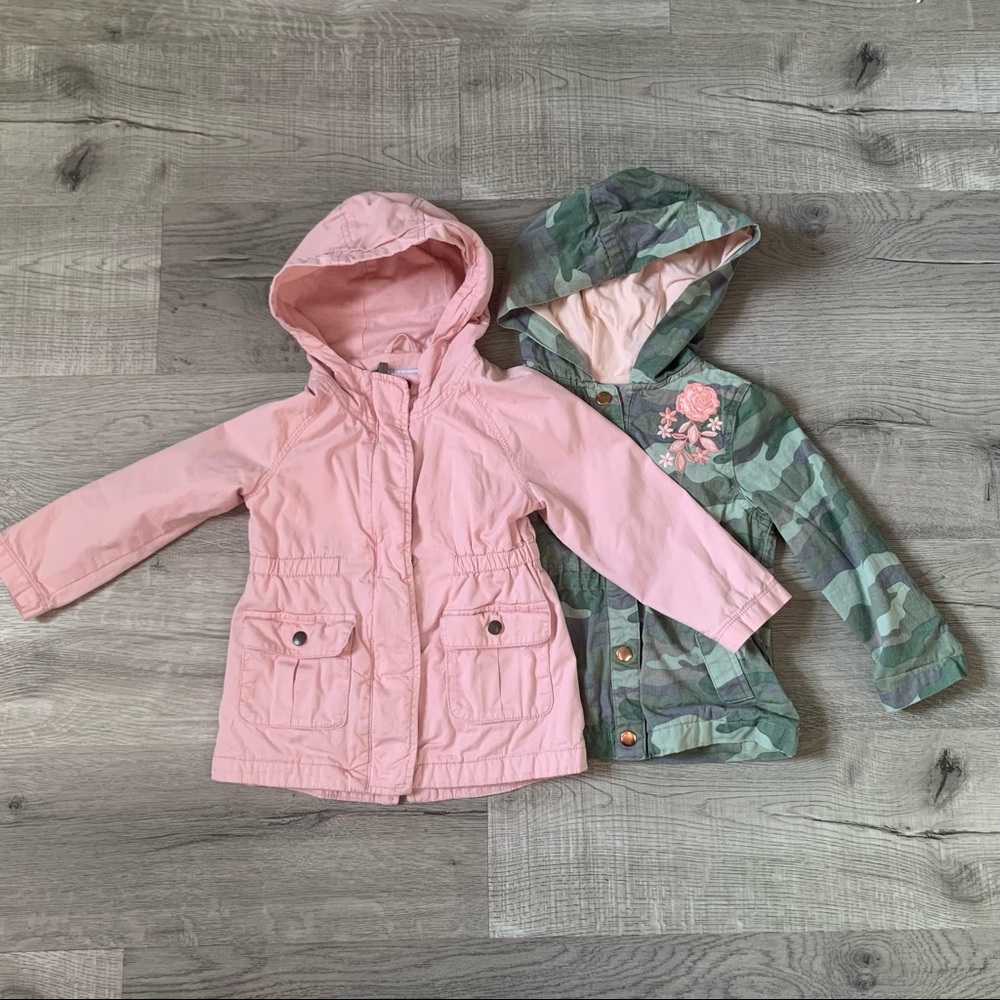 Pair of 3T hooded canvas jackets.